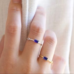 Baguette & Moonstone 14K Gold Vermeil Stack Ring